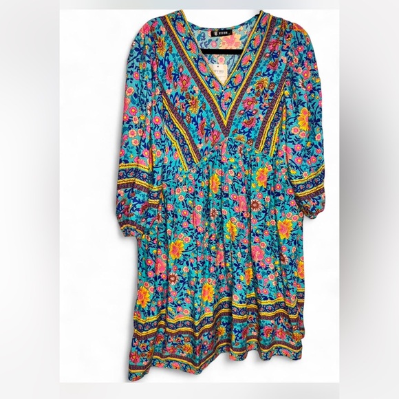 Vibrant Floral Long Sleeve Dress - Picture 2 of 4